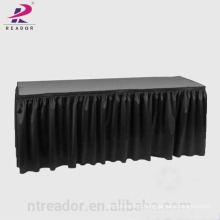 Black 100% polyester rectangle table skirting
